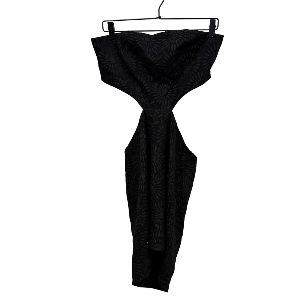 Princess Polly Black‎ Jacquard Floral Cut Out Strapless Mini Dress Size 10